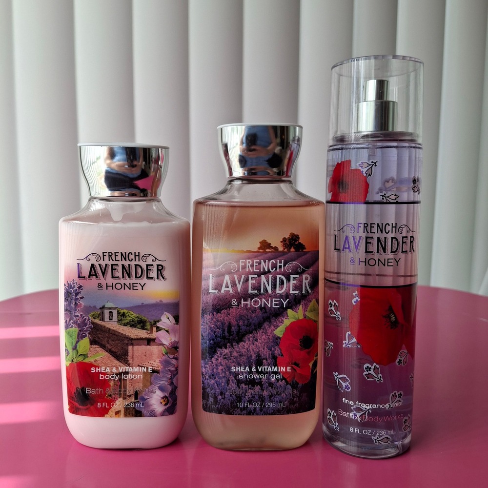 Bath & Body Works FRENCH LAVENDER HONEY Fragrance Mist Lotion Gel Wash Set of 3